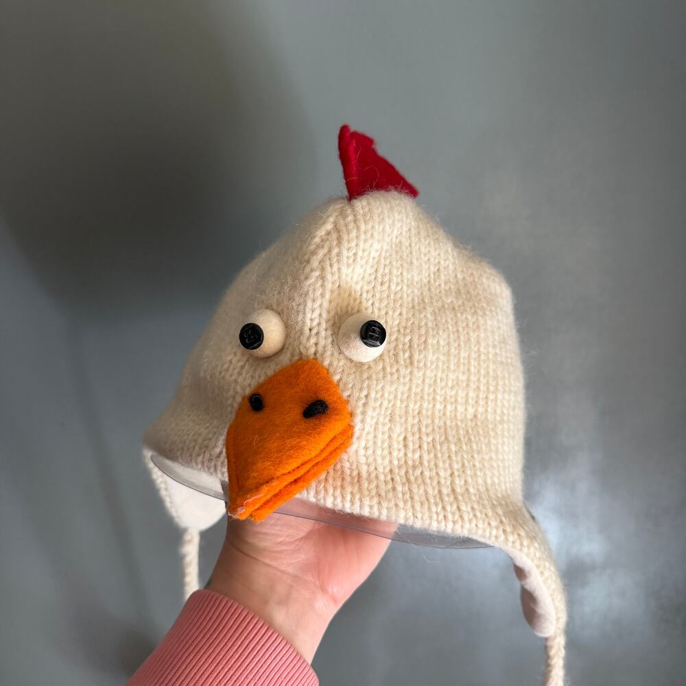 DELUX One Size Knit Chicken Cap Hat Warm Funny Winter Wool Blend Quirky NWOT